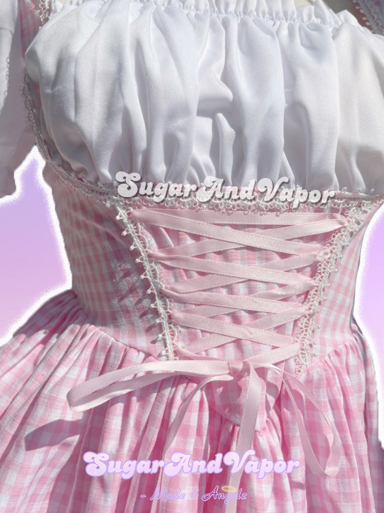 Avina Lolita Lace-up Cottage Core Dress-DRESSES-SugarAndVapor