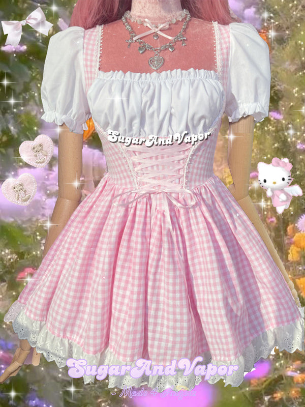 Avina Lolita Lace-up Cottage Core Dress-DRESSES-SugarAndVapor