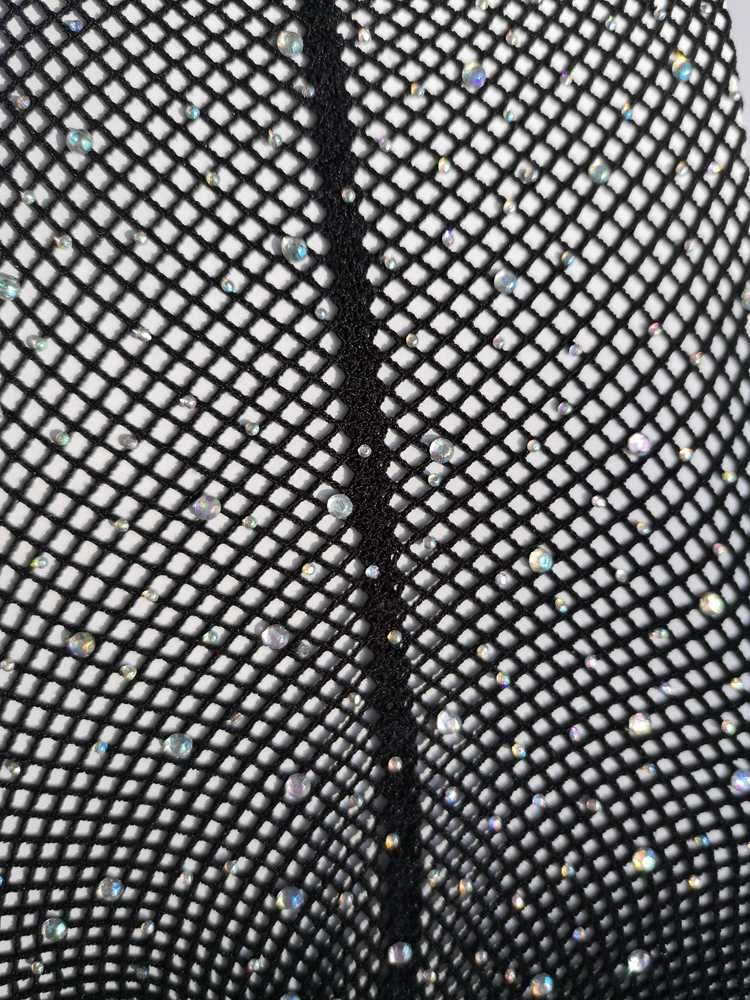 Back Seamed Diamante Black Fishnets Tights-Tights & Stockings-SugarAndVapor