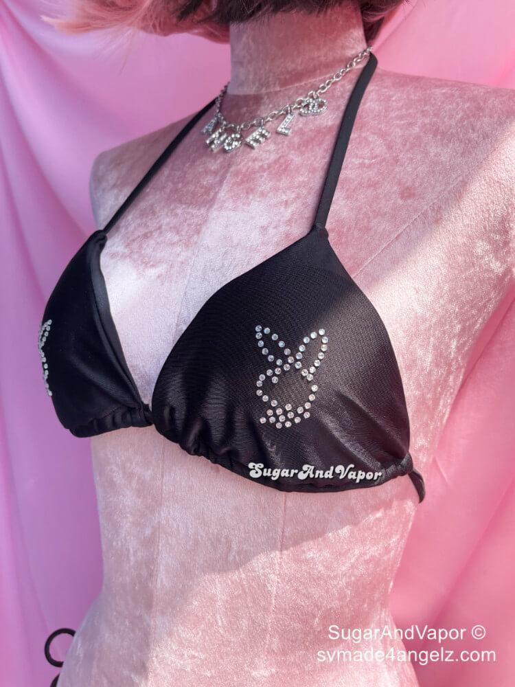 Custom Black Bling Y2K Bikini Set-Swimsuits-SugarAndVapor