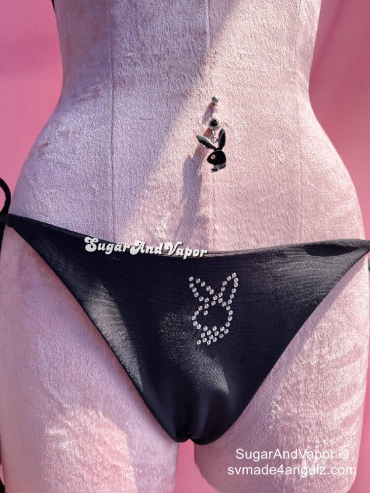 Custom Black Bling Y2K Bikini Set-Swimsuits-SugarAndVapor