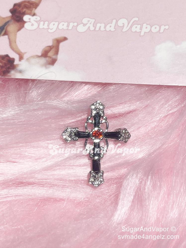 Black Cross Top Mount Belly Ring-Belly Ring-SugarAndVapor