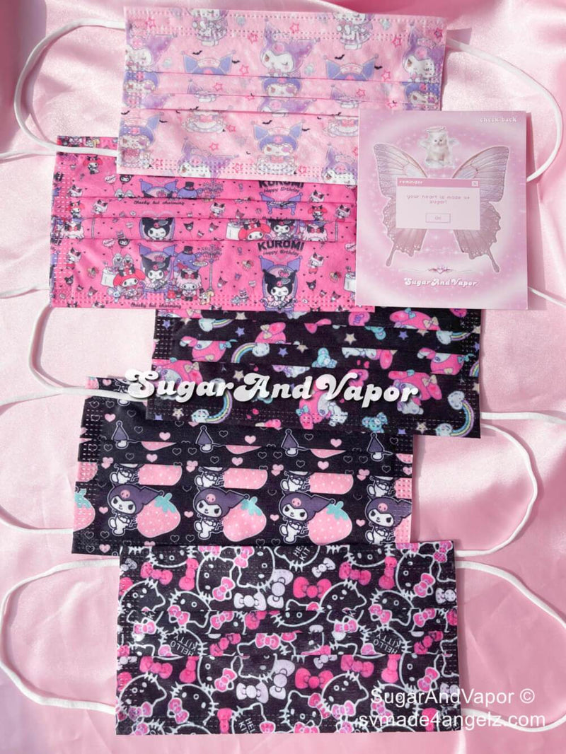 Black Pink Kitten Devil Fashion Masks Set-Masks-SugarAndVapor