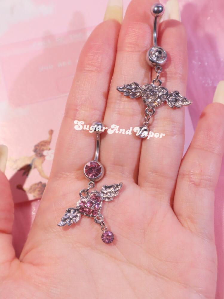 Bling Angel Wings Belly Button Ring-Belly Ring-SugarAndVapor