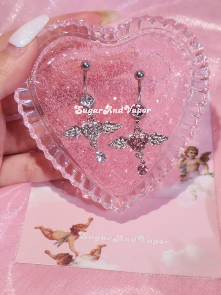 Bling Angel Wings Belly Button Ring-Belly Ring-SugarAndVapor