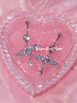 Bling Angel Wings Belly Button Ring-Belly Ring-SugarAndVapor
