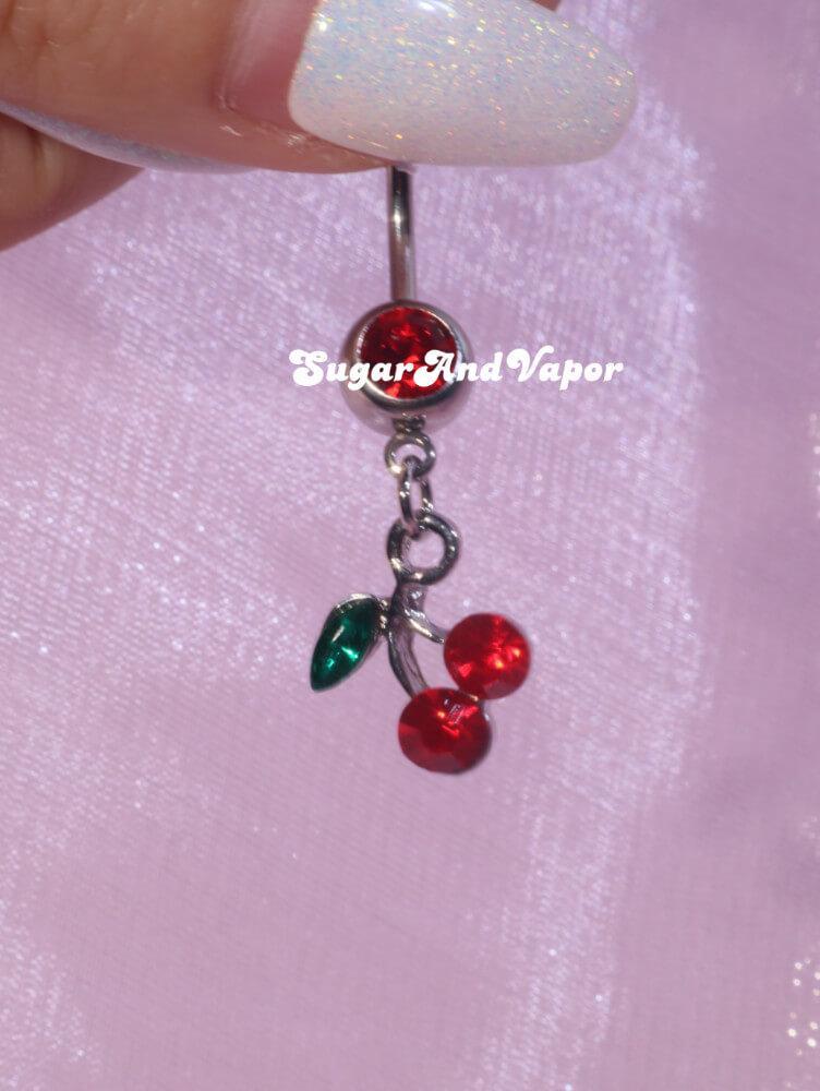 Bling Cherry Belly Ring-Belly Ring-SugarAndVapor