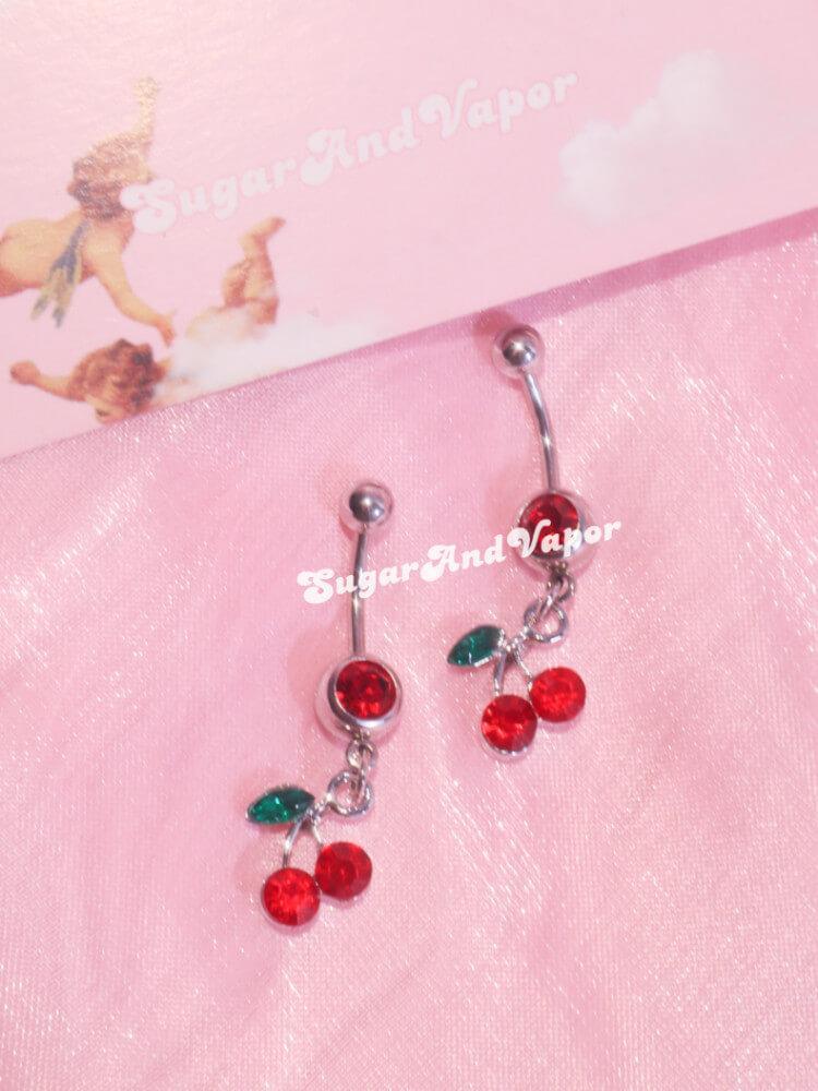 Bling Cherry Belly Ring-Belly Ring-SugarAndVapor