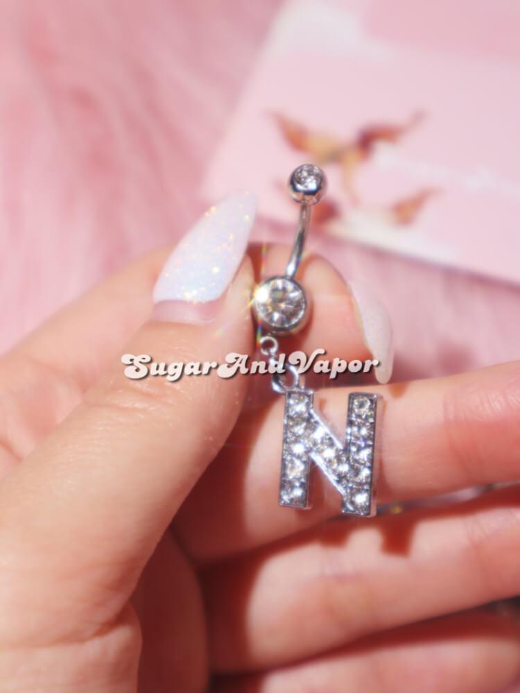 Bling Custom Initial Letters Belly Ring-Belly Ring-SugarAndVapor