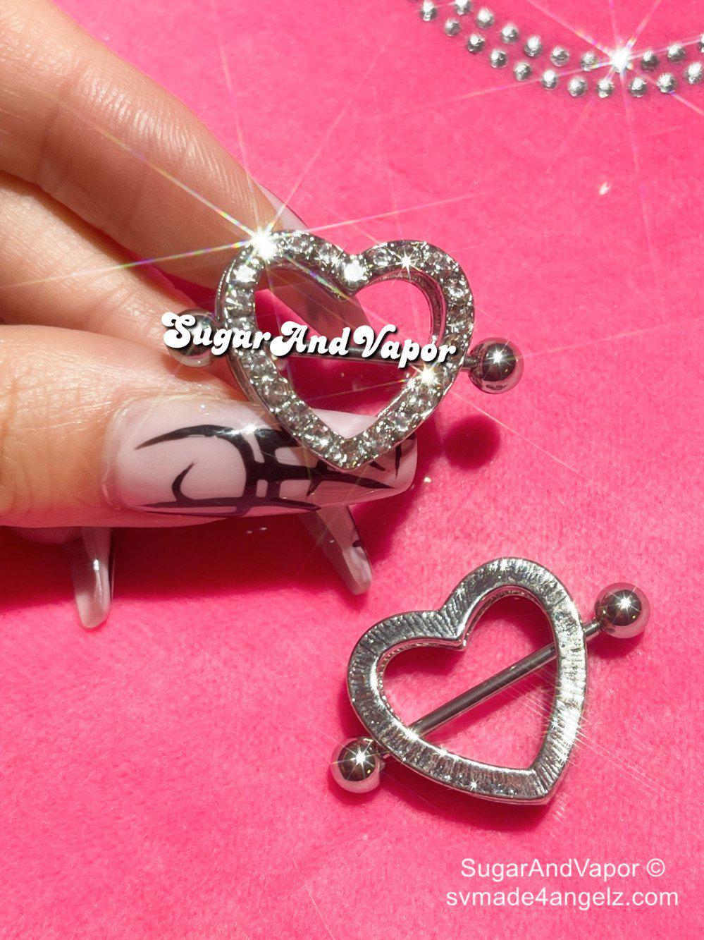 Bling Cute Heart Nipple Rings Set-Nipple Rings-SugarAndVapor