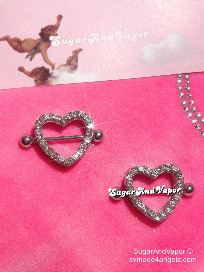Bling Cute Heart Nipple Rings Set – SugarAndVapor