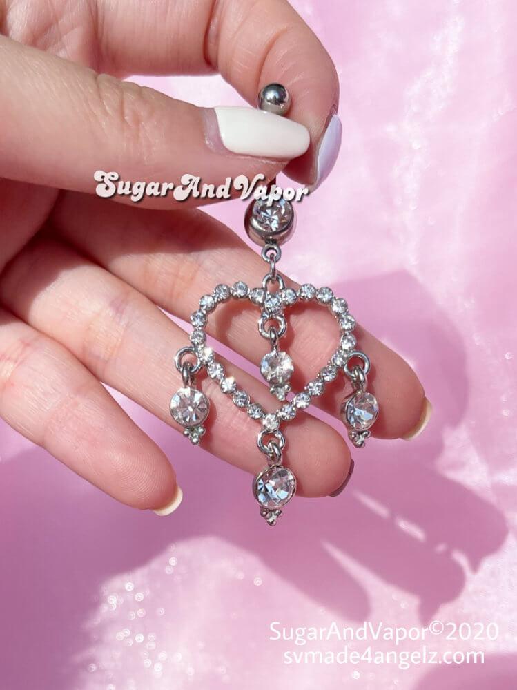 Bling Heart Chandelier Belly Button Ring-Belly Ring-SugarAndVapor