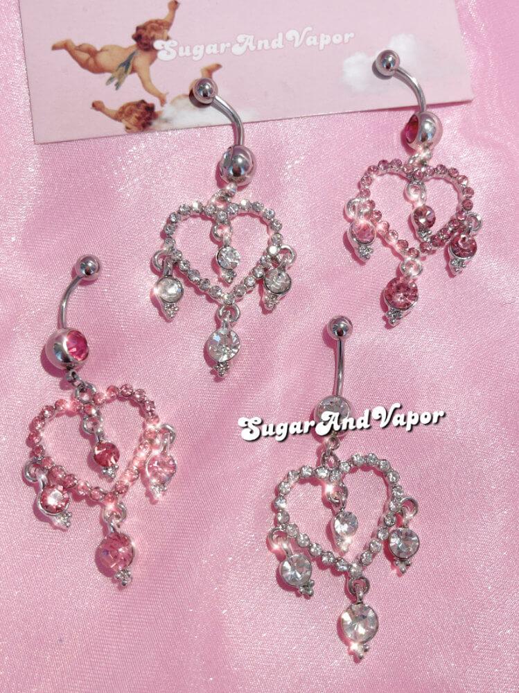 Bling Heart Chandelier Belly Button Ring-Belly Ring-SugarAndVapor