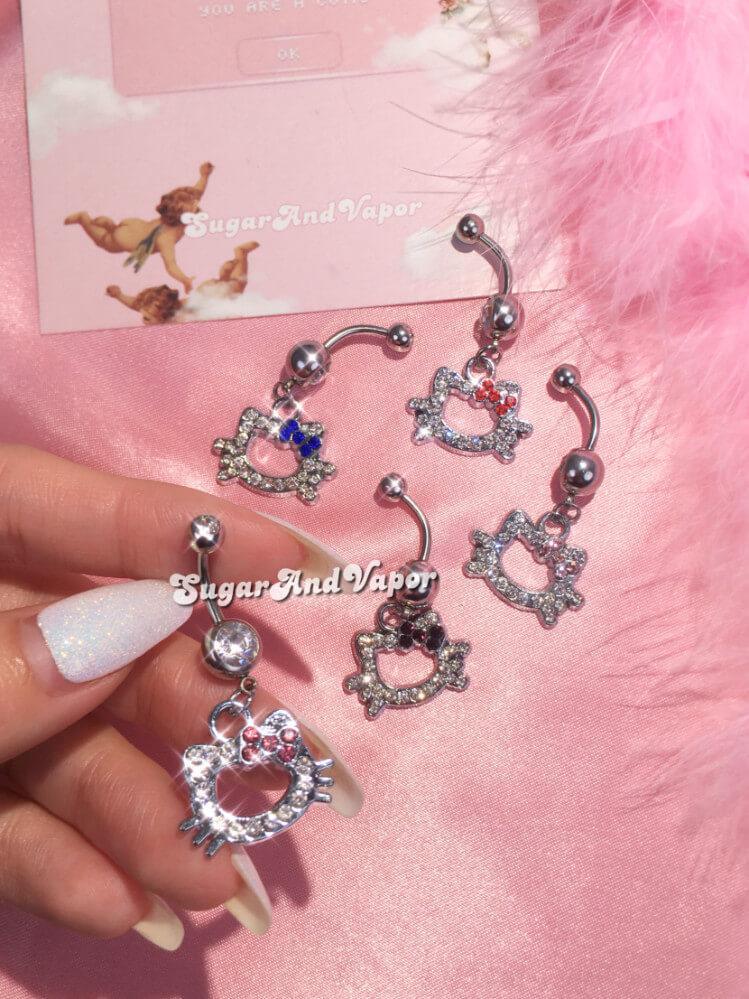 Bling Kitty Belly Ring-Belly Ring-SugarAndVapor