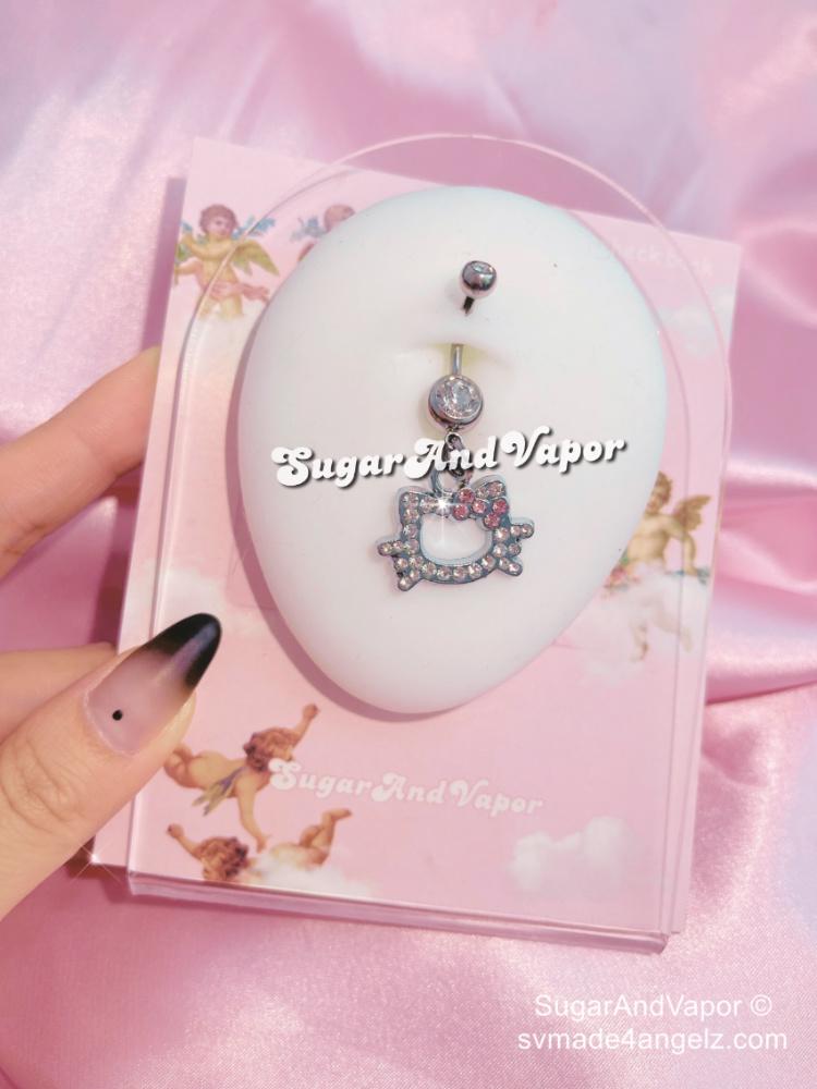 Bling Kitty Belly Ring-Belly Ring-SugarAndVapor