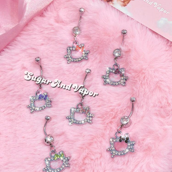 Hello Kitty Sanrio Womens 14G Belly Button Ring - Stainless Steel Belly  Rings - Official License Body Jewelry - Walmart.com