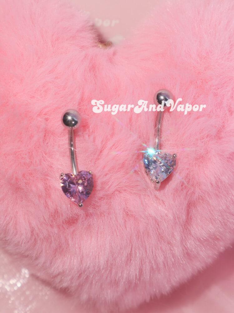 Bling Y2K Crystals Heart Belly Ring-Belly Ring-SugarAndVapor