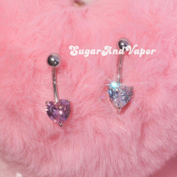 Y2K Bling Pink Hearts Crystals Barbell Nipple Rings Set – SugarAndVapor