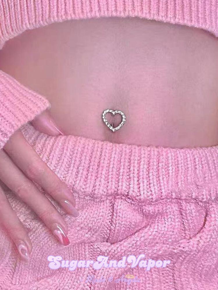 Bonnie Bling Heart Top Mount Belly Ring-Belly Ring-SugarAndVapor