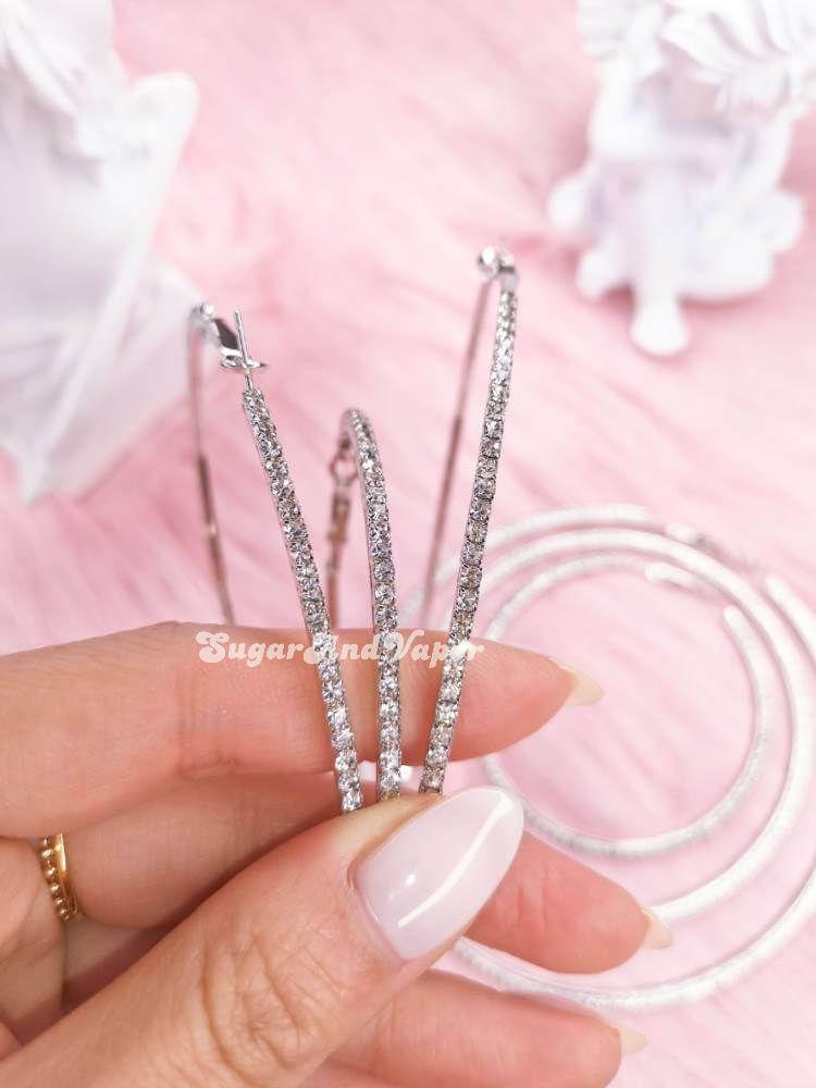 Classic Sparkle Thin Hoop Earrings-EARRINGS-SugarAndVapor