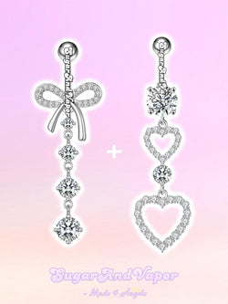 Coquette Bling Tassels Belly Ring 2 Pieces Set-Belly Ring-SugarAndVapor