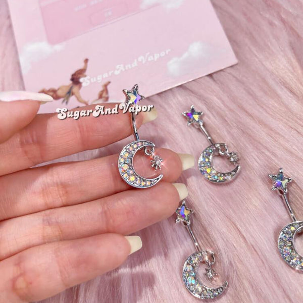 Crescent moon belly button ring 2025