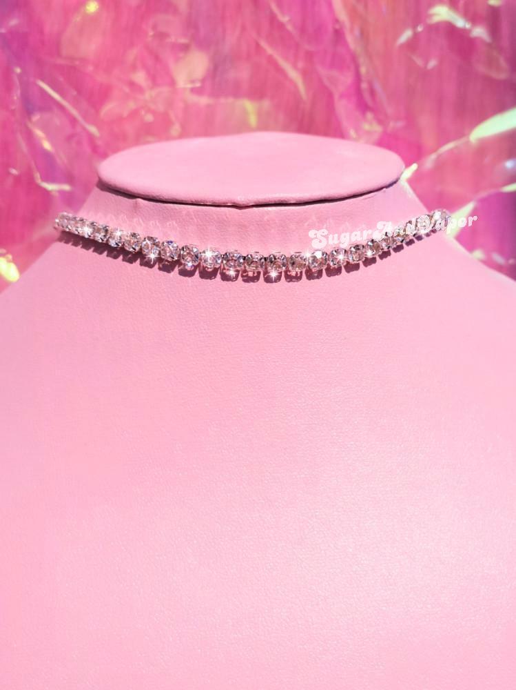 Crystal Rhinestone Thin Choker Necklace-NECKLACES-SugarAndVapor