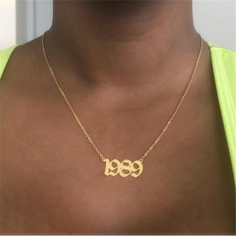 Custom Birth Year Gold Stainless Steel Necklace-NECKLACES-SugarAndVapor