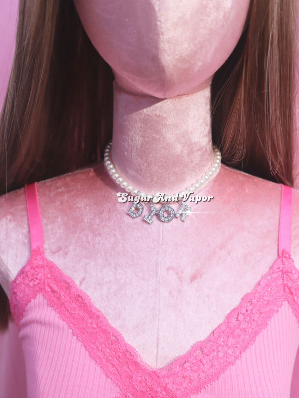 Custom Bling Letters Hand-made Pearls Choker-NECKLACES-SugarAndVapor