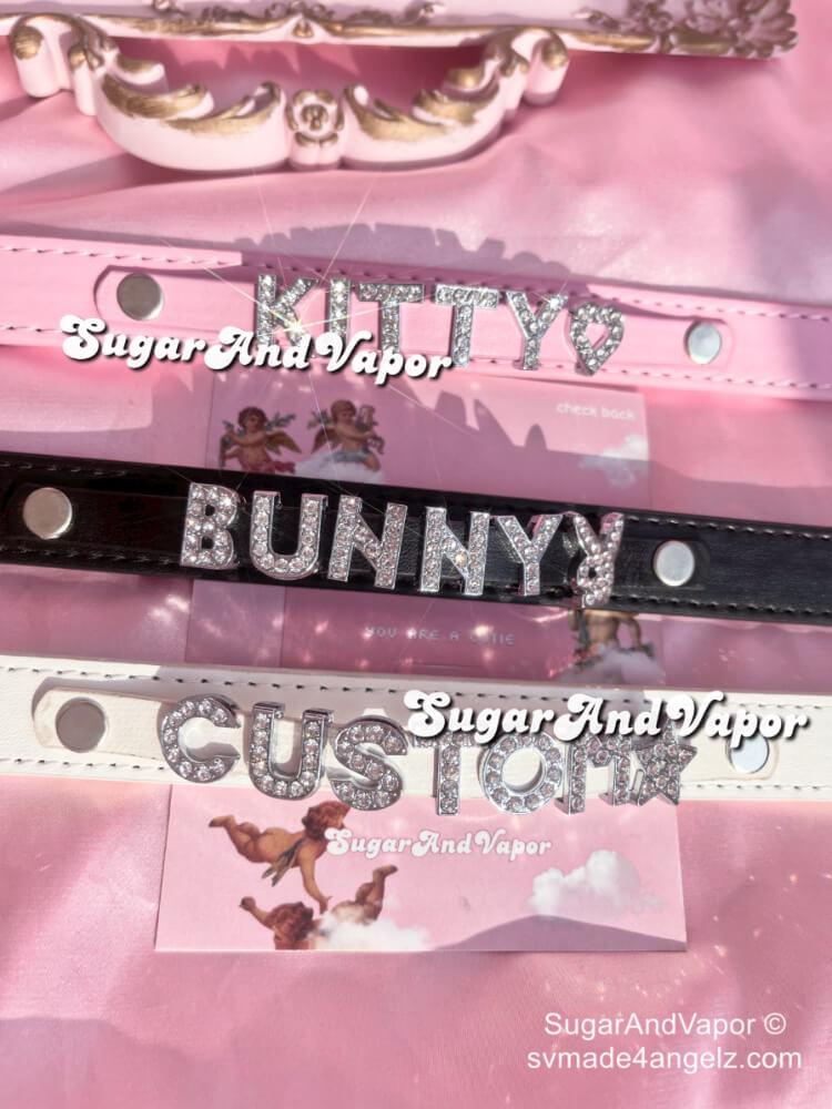 Custom Bling Name Pu Leather Choker-NECKLACES-SugarAndVapor