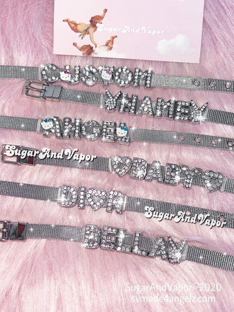 Custom Bling Name Stainless Steel Bracelet-BRACELET & ANKLET-SugarAndVapor