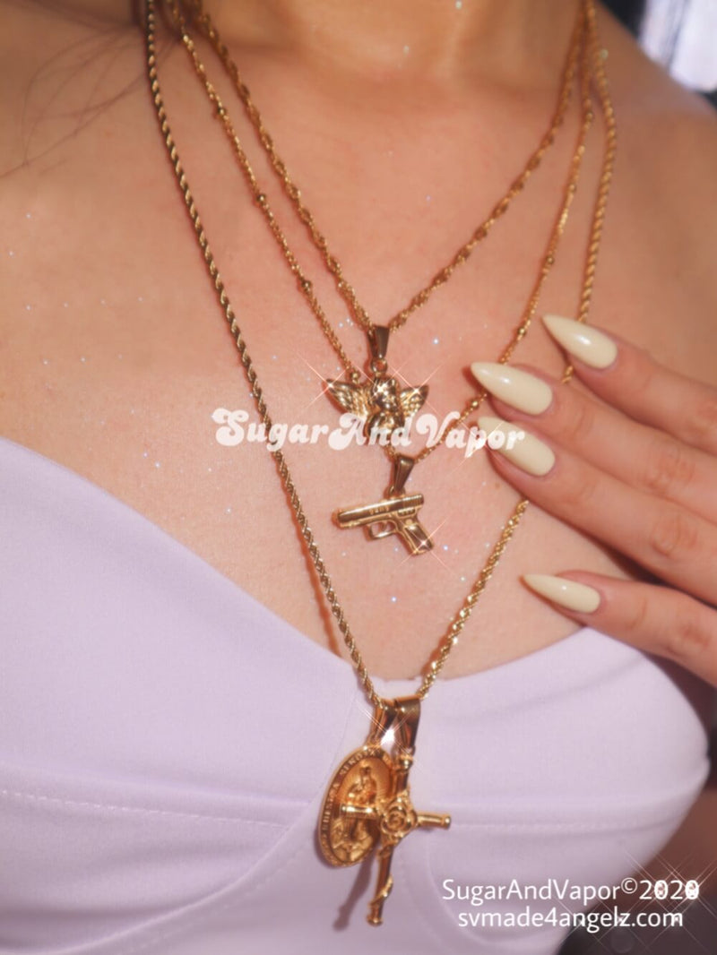 Custom Charms Gold Stainless Steel Necklace-NECKLACES-SugarAndVapor