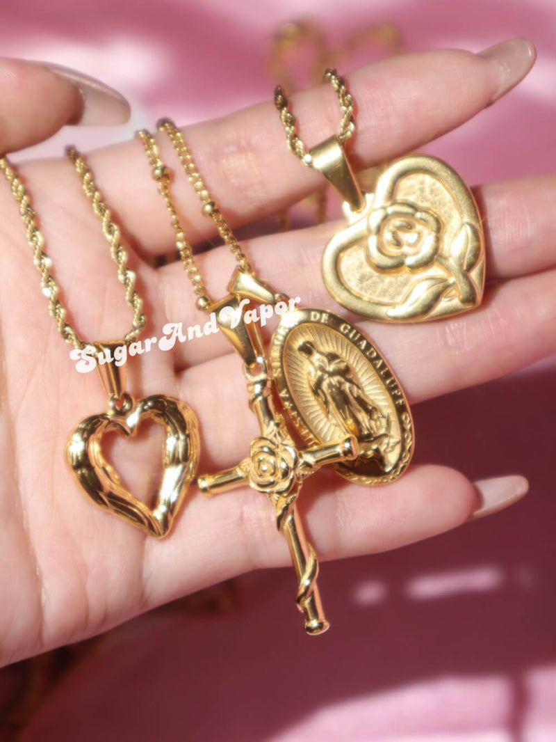 Custom Charms Gold Stainless Steel Necklace-NECKLACES-SugarAndVapor