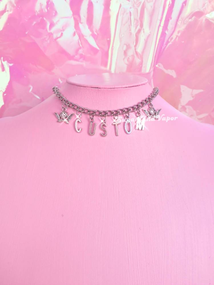 Custom Metal Letters Angel Chunky Chain Choker-NECKLACES-SugarAndVapor