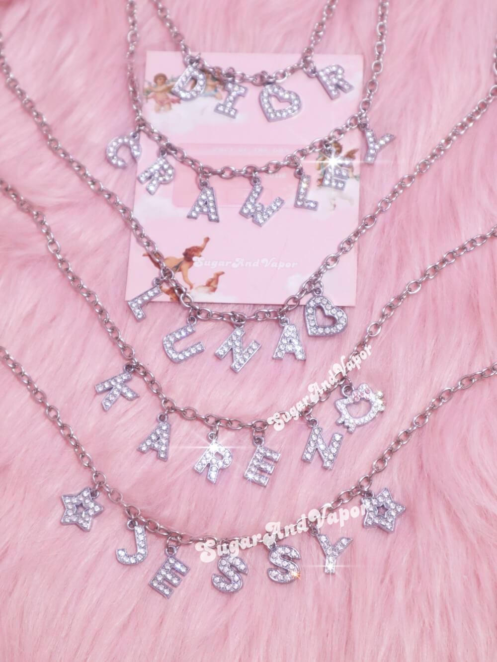 Custom Name Rhinestone Letters Choker Necklace-NECKLACES-SugarAndVapor