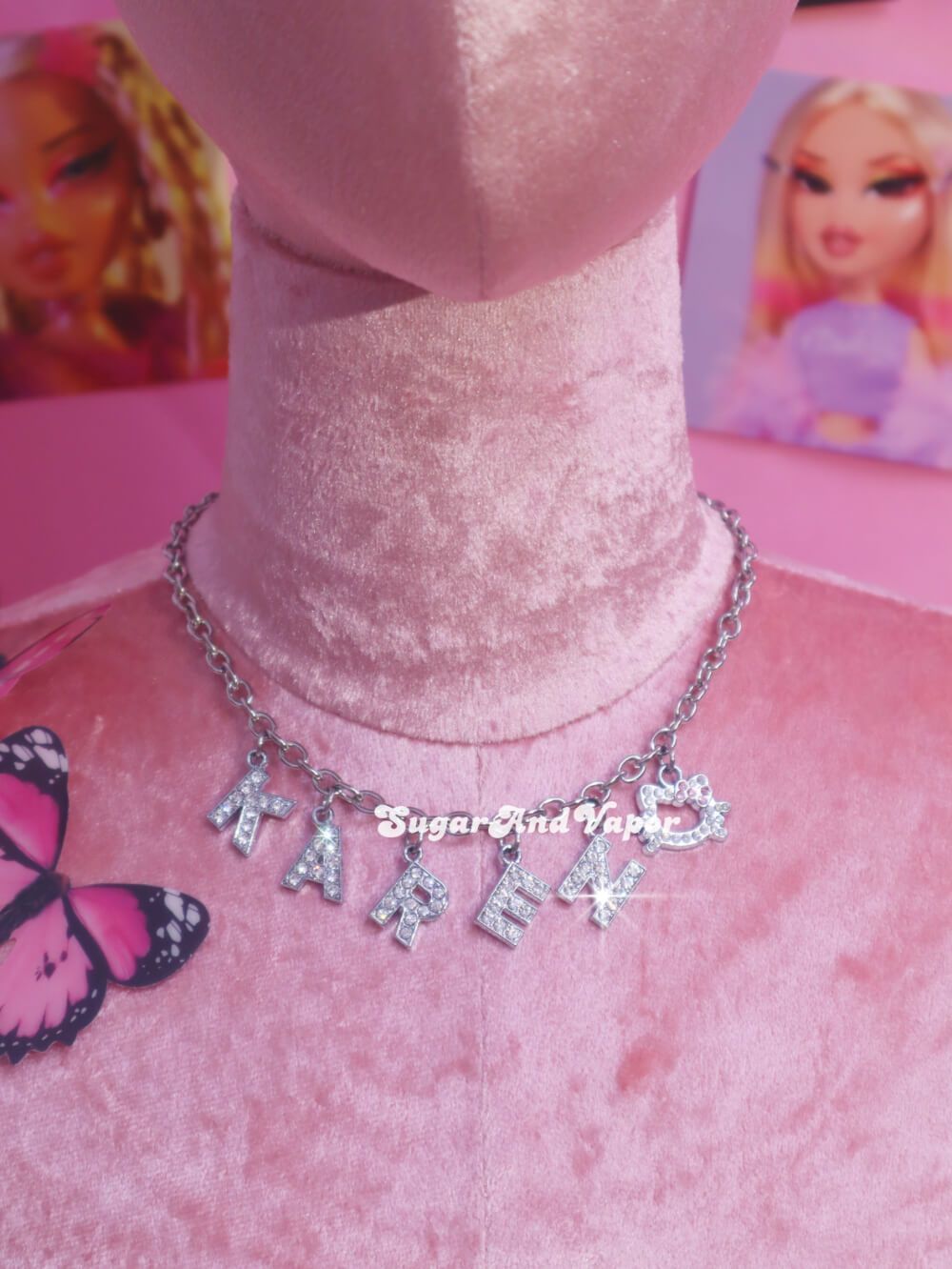 Custom Name Rhinestone Letters Choker Necklace-NECKLACES-SugarAndVapor