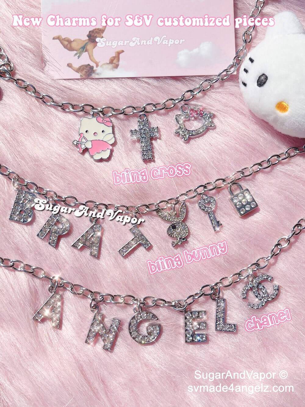 Custom Name Rhinestone Letters Choker Necklace-NECKLACES-SugarAndVapor