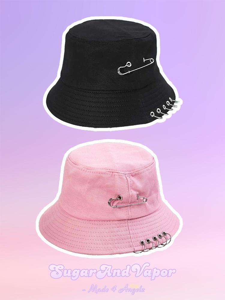 Custom Pins Metal Rings Bucket Hat-Hats-SugarAndVapor