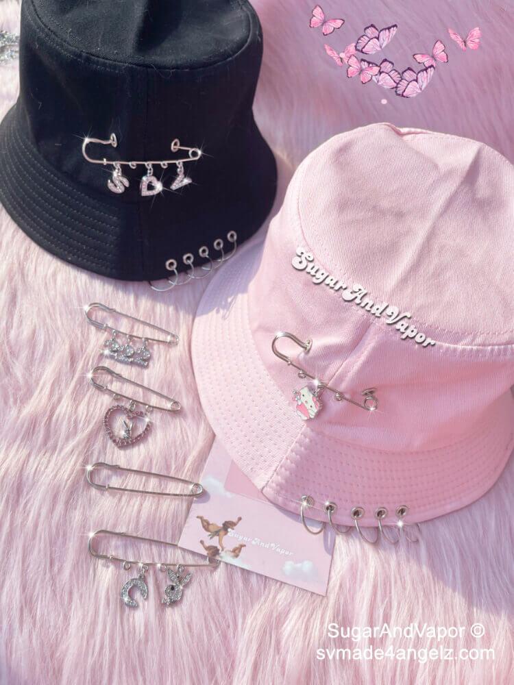 Custom Pins Metal Rings Bucket Hat-Hats-SugarAndVapor