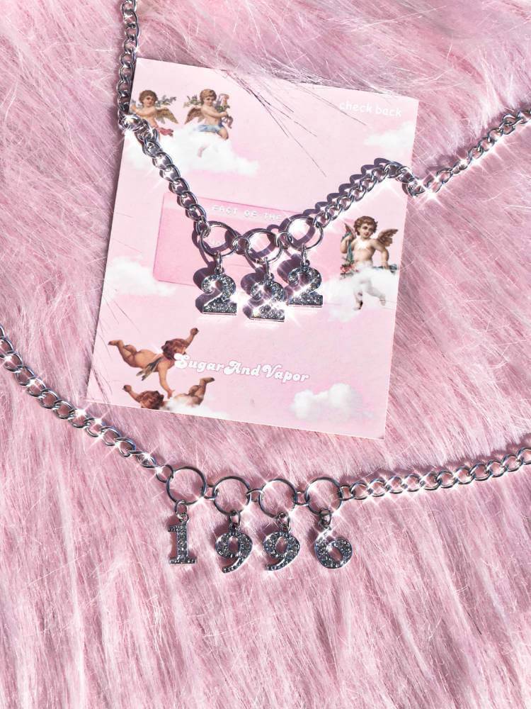 Custom Rhinestone Numbers Stainless Steel Chain Necklace – SugarAndVapor