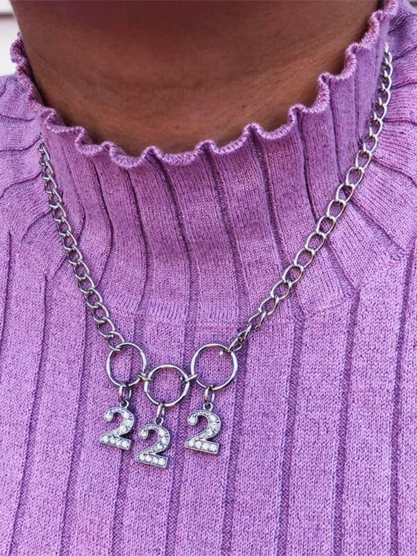 Custom Rhinestone Numbers Stainless Steel Chain Necklace – SugarAndVapor