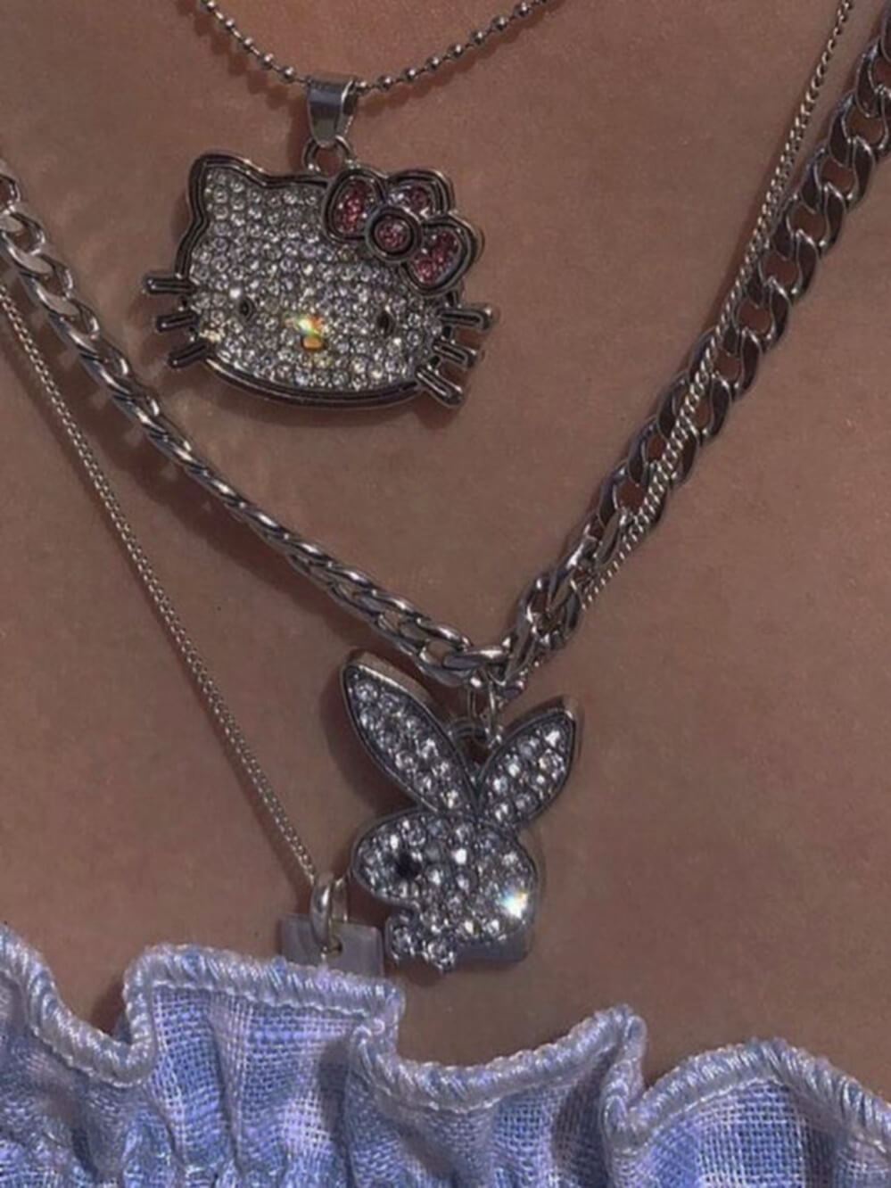 Cute Bling Kitty Necklace-NECKLACES-SugarAndVapor