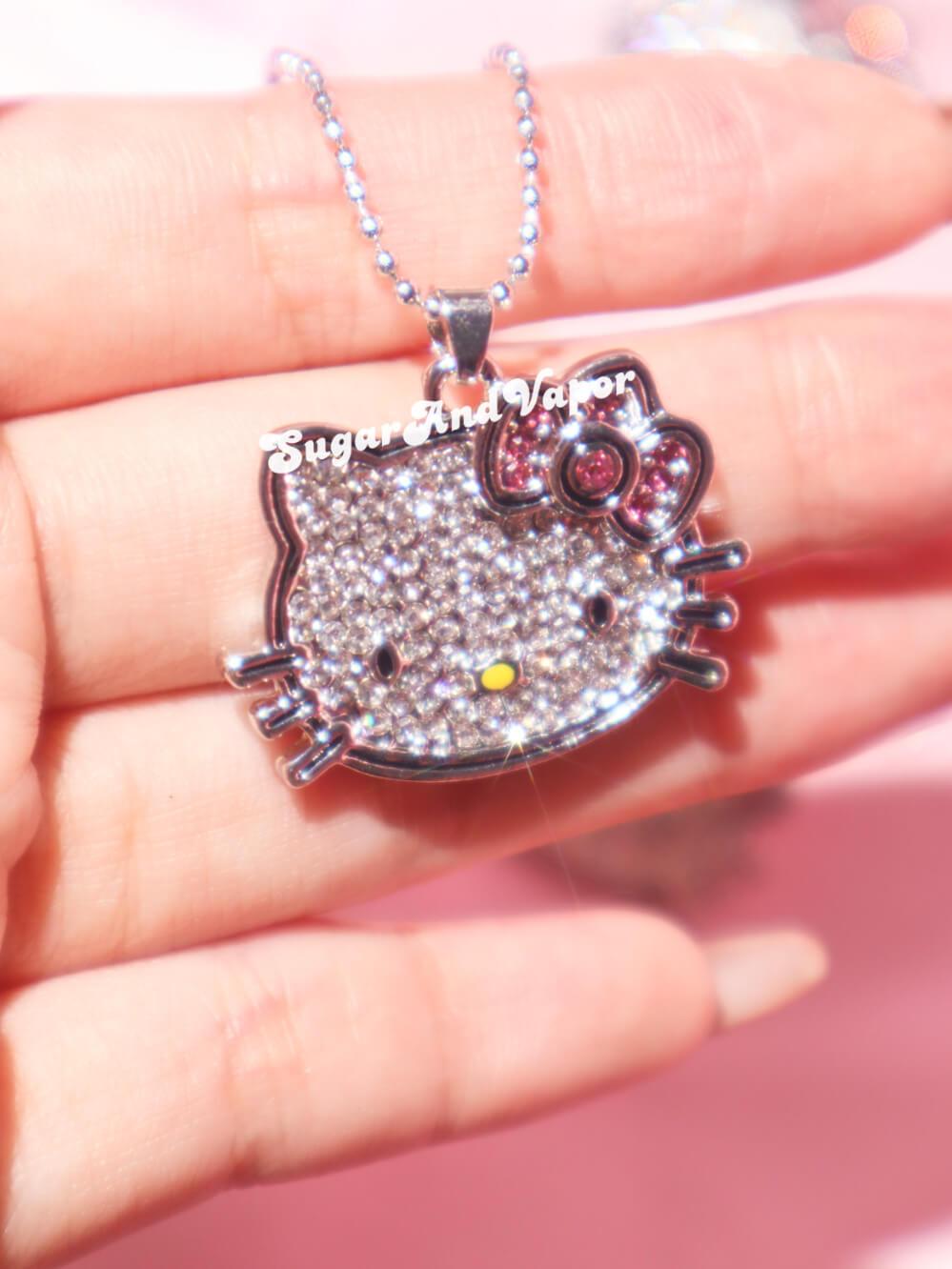 Cute Bling Kitty Necklace-NECKLACES-SugarAndVapor