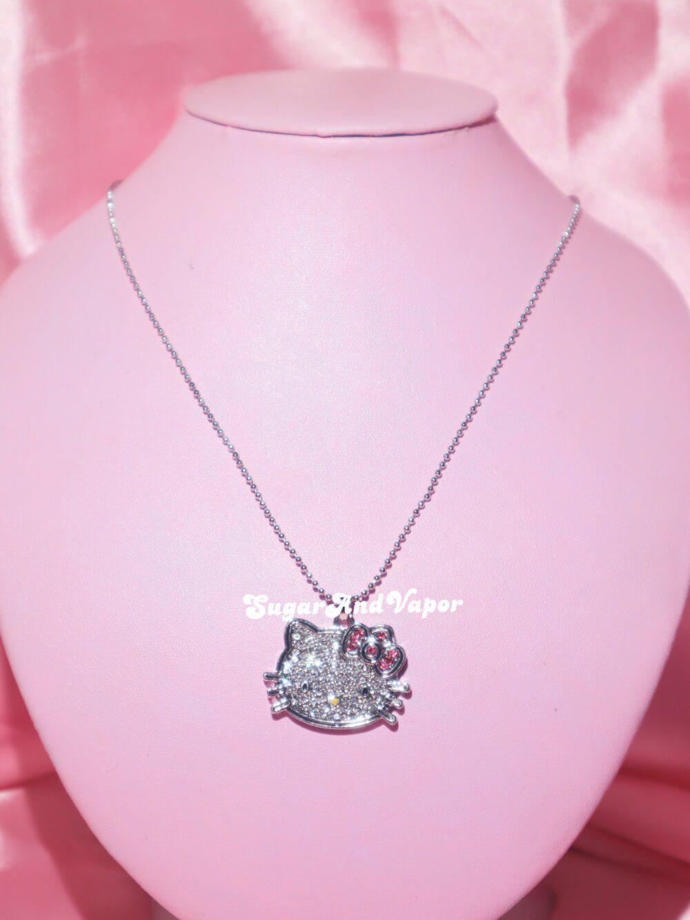 Cute Bling Kitty Necklace-NECKLACES-SugarAndVapor