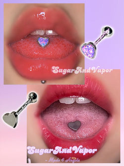 Cute Heart Opal Barbell Tongue Ring Set-Tongue Ring-SugarAndVapor