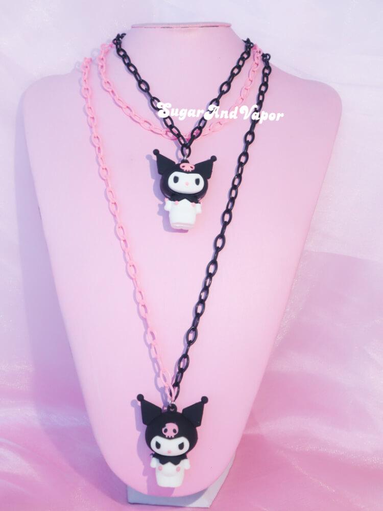 Cute Kuromi Black Pink Chain Necklace-NECKLACES-SugarAndVapor