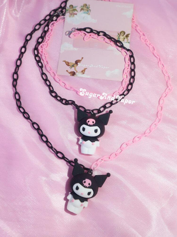 Cute Kuromi Black Pink Chain Necklace-NECKLACES-SugarAndVapor