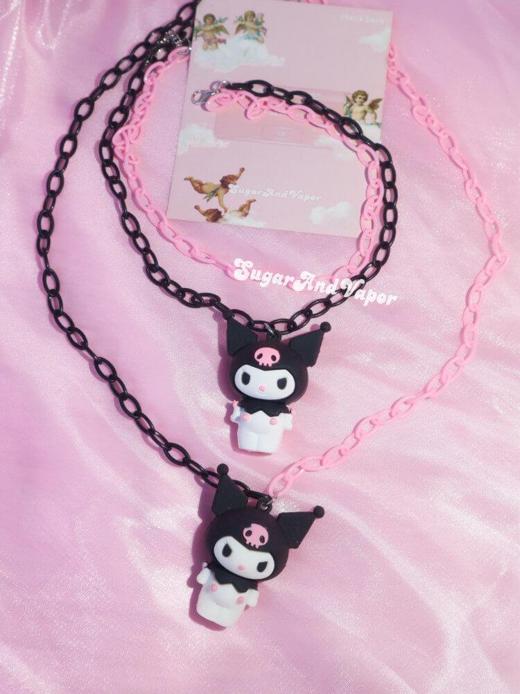 Cute Kuromi Friends Black Pink Chain Necklace NECKLACES SugarAndVapor
