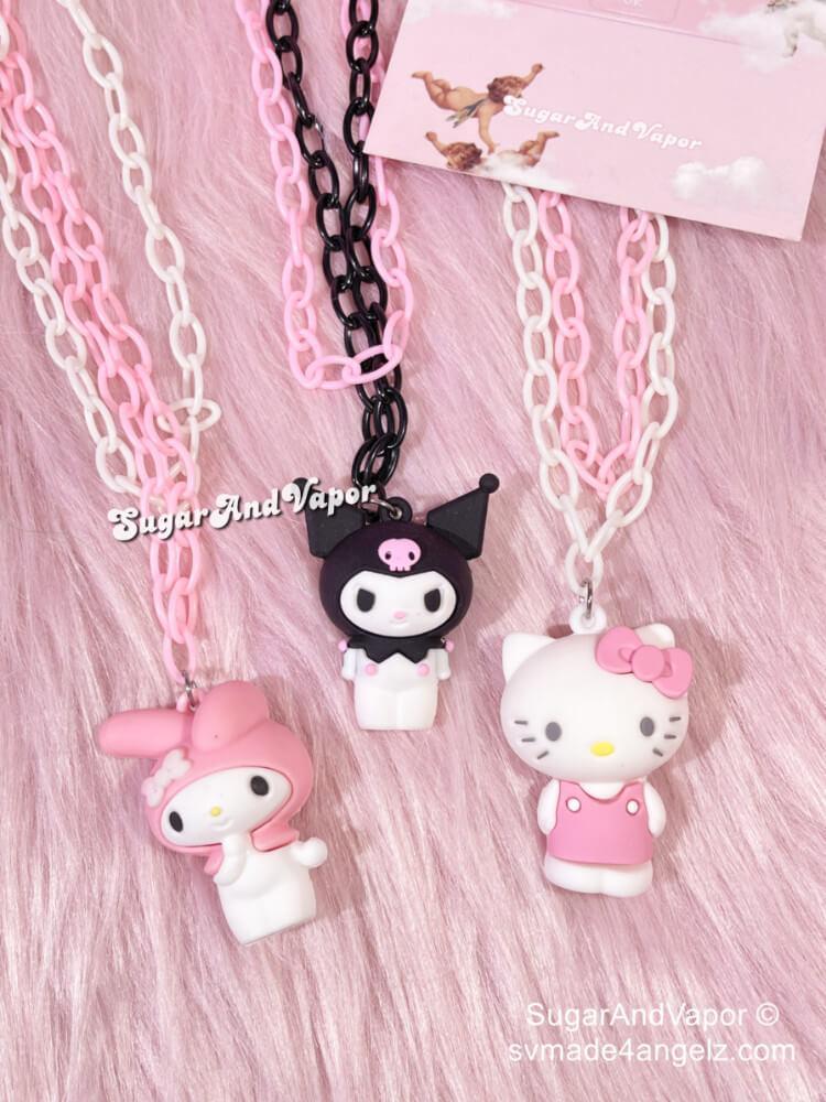Cute Sweet Devil Black Pink Chain Necklace-NECKLACES-SugarAndVapor