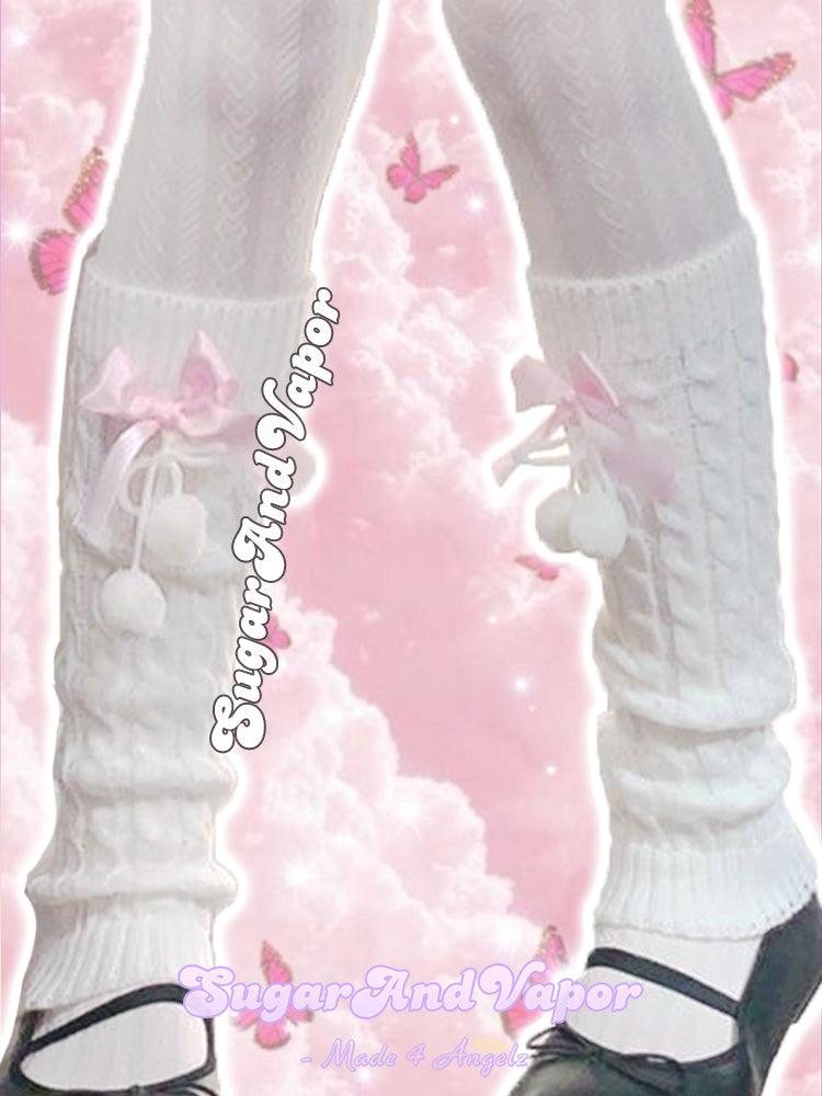 Cute Pink Bowknots Knitted Leg Warmers-SOCKS & TIGHTS-SugarAndVapor